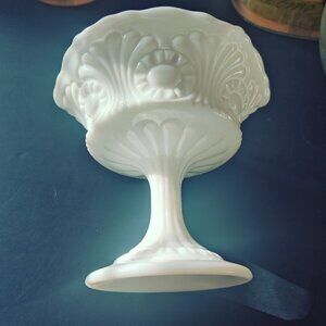 Fenton Compote in White Milk Glass, produced only in 1985. Tokyo Design 5" Tall